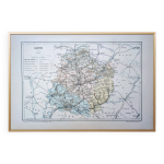 Imprime en 1889, carte de la sarthe. authentique vintage