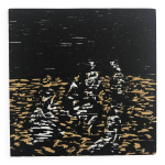 Jan peter thorbecke, mdchen am stand, 2002. bois grav sign au crayon