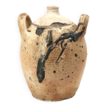 Jarre traditionnelle wabi sabi en c�ramique gr�s avec anses, 1900