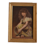 Jeune fille au tambourin provence peinture ancienne hsp Jeune fille au tambourin provence peinture ancienne hsp