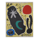 Joan miro : personnage surraliste - pochoir original sign