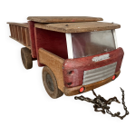 Jouet ancien : camion benne en bois dejou