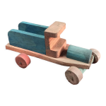 Jouet camion en bois bleu 50's