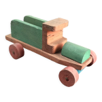 Jouet camion en bois vert 50's