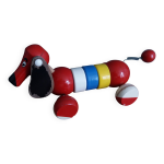 Jouet chien en bois laqu  tirer
