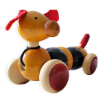 Jouet roulant en bois massif vernis