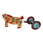 Jouet � tirer ancien, attelage cheval et grelot, jouet musical