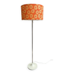 Lampadaire � abat - jour fleuri orange ann�es 60