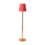Lampadaire des annes 1950 en bois clair et laiton