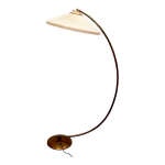 Lampadaire des annes 1950 en laiton avec abat - jour plise