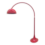 Lampadaire arc rouge avec base tulipe ovale - italie ann�es 1970