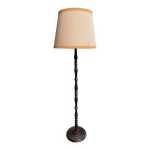 Lampadaire art déco en bois foncé avec abat - jour beige Lampadaire art déco en bois foncé avec abat - jour beige