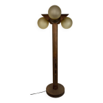 Lampadaire brutaliste en chne avec 4 sphres, annes 1970 par temde leuchten