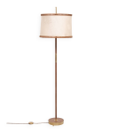 Lampadaire charlotte wawer, abat - jour parchemin, d�tails en laiton, allemagne des ann�es 1950