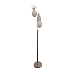 Lampadaire chrom  trois branches globes en opaline, annes 70