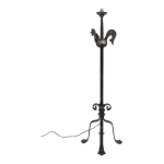 Lampadaire au coq en fer forg� par jean touret pour les ateliers marolles, circa 1950