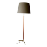 Lampadaire danois en teck avec pied trpied en laiton, annes 1960