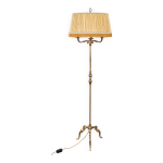 Lampadaire dor� et abat - jour pliss�, milieu xx si�cle