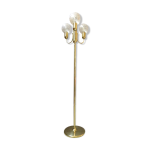 Lampadaire dore par slken leuchten avec quatre sphres de verre