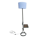 Lampadaire en fer forg avec tablette en grs dcor herbier, annes 60