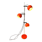 Lampadaire globe oculaire orange - rouge de l'ère spatiale du milieu du siècle Lampadaire globe oculaire orange - rouge de l'ère spatiale du milieu du siècle