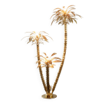 Superbe lampadaire italien en forme de palmier doré avec 3 branches scintillantes, années 70 Superbe lampadaire italien en forme de palmier doré avec 3 branches scintillantes, années 70