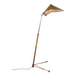Lampadaire italien en laiton a fut conique réglable en inclinaison et en hauteur 1950 Lampadaire italien en laiton a fut conique réglable en inclinaison et en hauteur 1950
