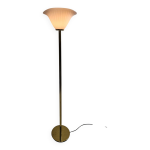 Lampadaire italien en verre de murano rose et pied en laiton