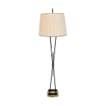 Lampadaire en laiton et abat - jour pliss annes 1950
