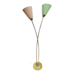 Lampadaire en laiton et porcelaine, 1950