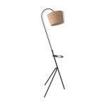 Lampadaire liseuse vintage filaire en metal et osier, 1960 Lampadaire liseuse vintage filaire en metal et osier, 1960