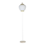 Lampadaire en opaline, mtal laqu et laiton dor. annes 1950.