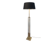 Lampadaire de parquet en verre et laiton