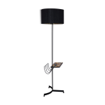 Lampadaire porte revue en mtal noir avec tablette en cramique