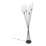 Lampadaire par ren mathieu pour la maison lunel 1950 laiton et opaline