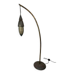 Lampadaire rustique patiné en cuivre et acier avec lanterne, indonésie 1980 Lampadaire rustique patiné en cuivre et acier avec lanterne, indonésie 1980