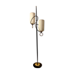 Lampadaire stilnovo ann�es 50 opalines et boucles laiton