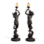 Lampadaires torchères en bronze italiens du début du xxe siècle Lampadaires torchères en bronze italiens du début du xxe siècle