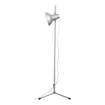 Lampadaire trépied vintage en métal gris, style atelier réglable Lampadaire trépied vintage en métal gris, style atelier réglable