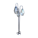 Lampadaire tripode acier et verre souffl 1970