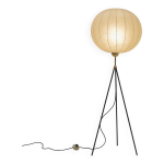 Lampadaire tripode cocon en fibre de verre et laiton, annes 1960