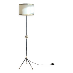 Lampadaire tripode vintage metal noir et boule laiton