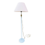 Lampadaire tubulaire en métal bleu - gris et laiton, 1930 Lampadaire tubulaire en métal bleu - gris et laiton, 1930