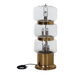 Lampadaire en verre souffl  la bouche et laiton, annes 1970