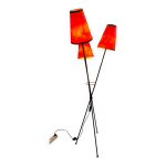 Lampadaire vintage 1950 - 1960 metal noir avec pietement tripode a 3 tetes d
