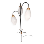 Lampadaire vintage 1960 verre opaline pliss� et fer forg�