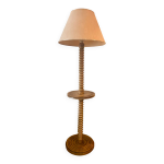 Lampadaire vintage art deco en bois tourn