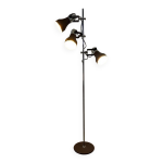 Lampadaire vintage marron avec 3 spots