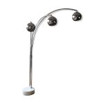 Lampadaire vintage en mtal chrom et marbre - 1970
