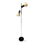Lampadaire vintage noir du milieu du siècle avec deux spots en aluminium Lampadaire vintage noir du milieu du siècle avec deux spots en aluminium